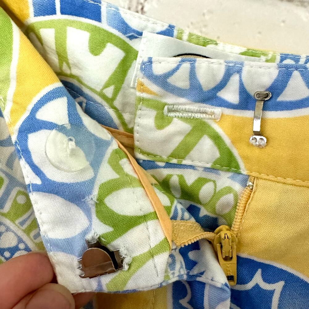 VTG Talbots Wms 14 Yellow Blue Cropped Pants High Rise Artsy Dopamine Dressing - Picture 5 of 9